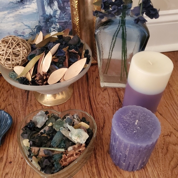 Blue and Cream Candle Set - Picture 2 of 3